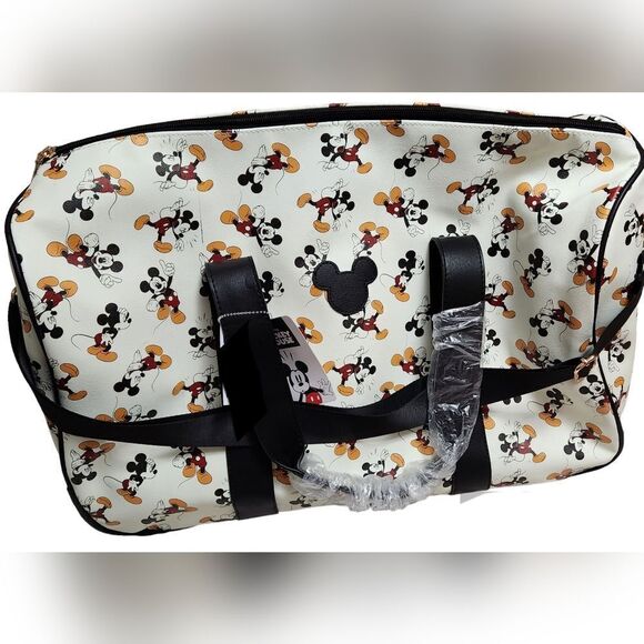 🇬🇪🔥NWT Disney Bioworld Ivory Mickey Mouse Roller Duffel Travel Bag - Picture 13 of 15